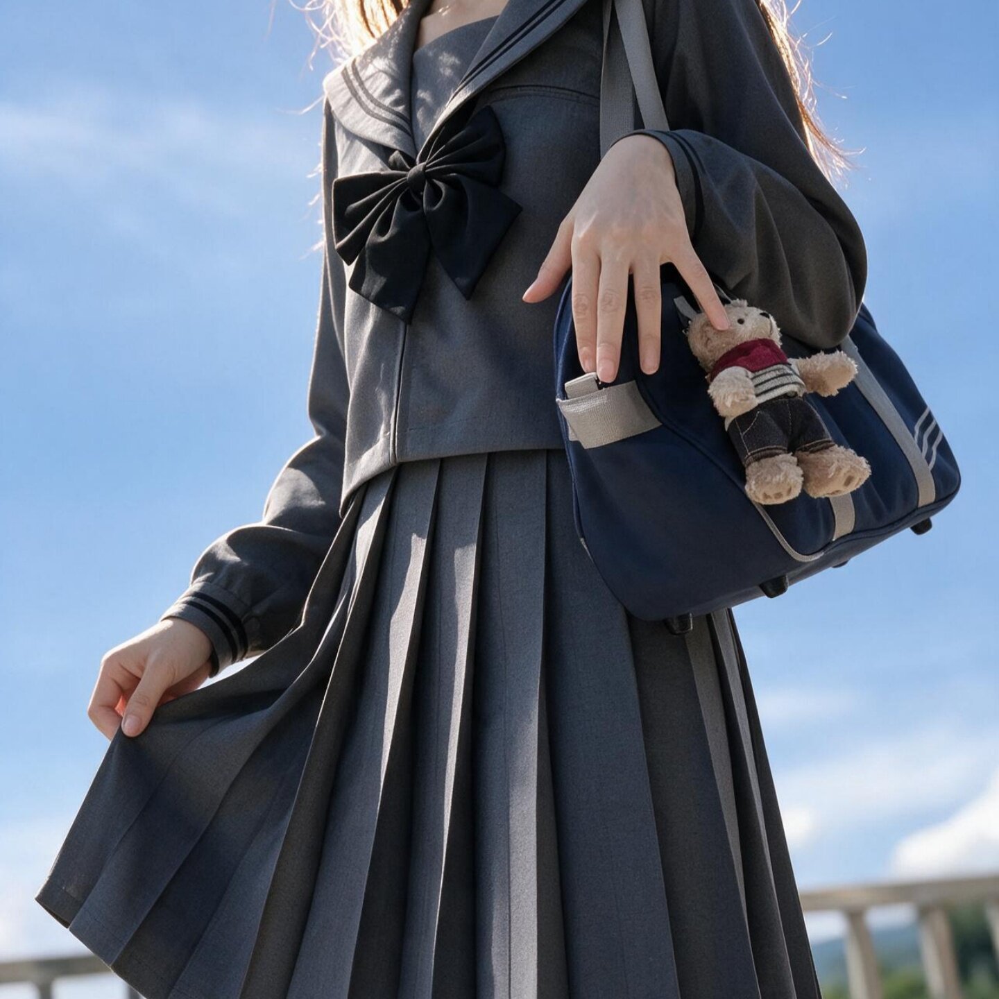 花漫屿灰二本学院风灰色水手服jk制服女长短袖基础款日系校园套装