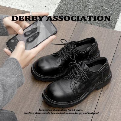 黑色厚底德比鞋男士通勤商务休闲