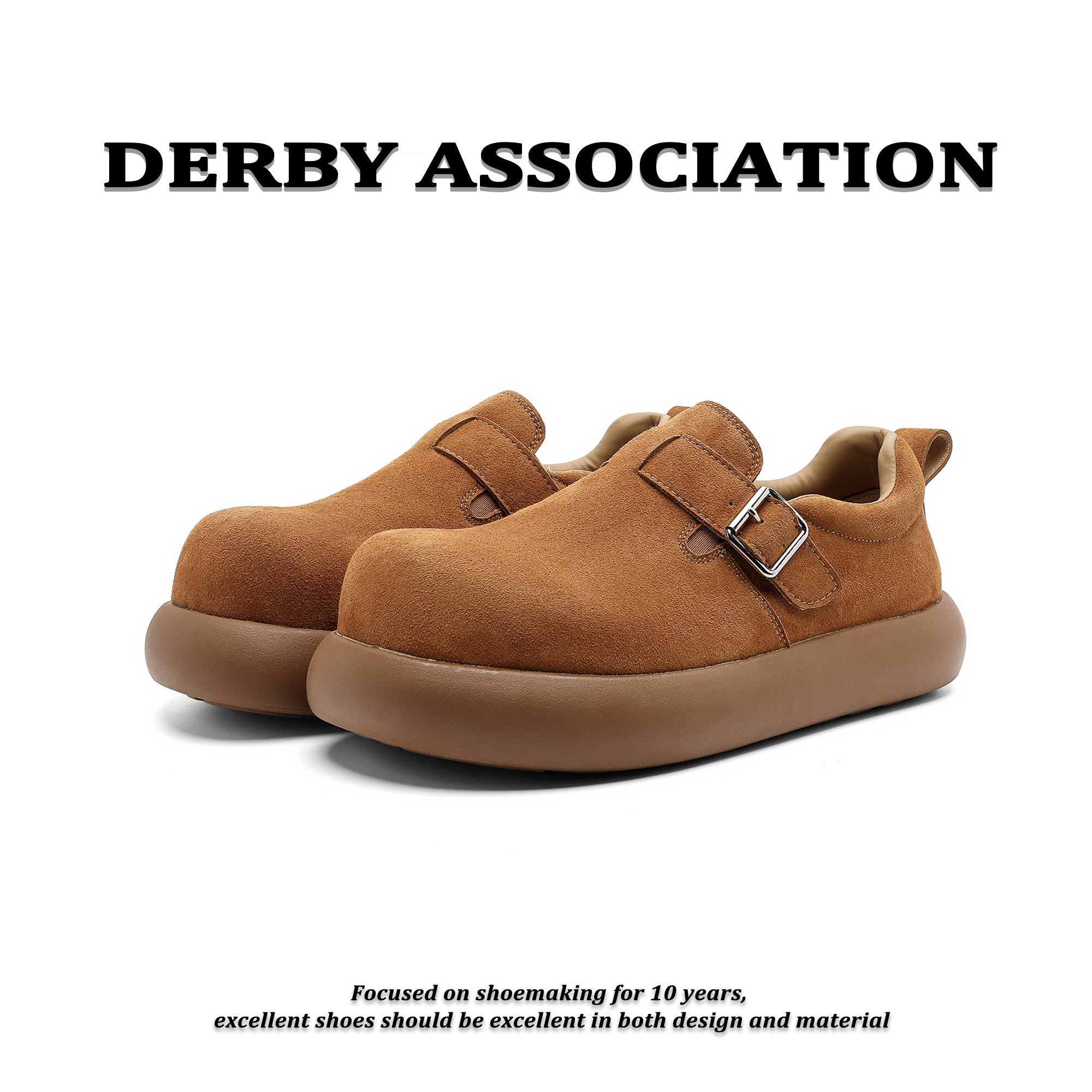 Derby Association男士乐福鞋2026新款勃肯大头鞋休闲懒人增高鞋,流行男鞋,时尚休闲鞋,淘宝优惠券,粉丝福利购,淘宝优惠卷