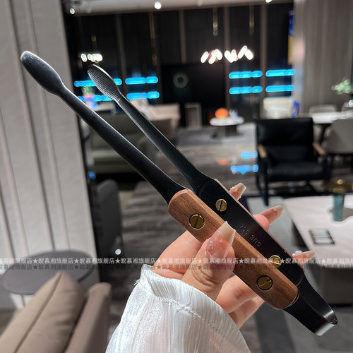 欧式304不锈钢烤肉夹木柄防烫食品夹烧烤夹煎牛排专用夹子食物夹