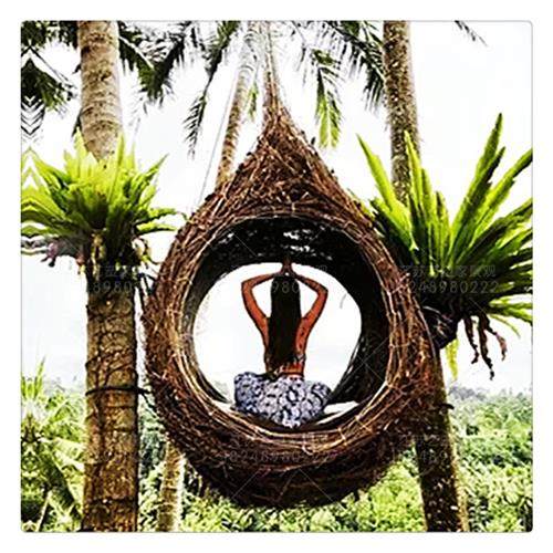 仿真绿雕景区大型景观网红打卡鸟巢秋千雕塑公园动物卡通造型工艺