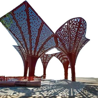 不锈钢景观廊架亭子长廊钢结构廊架户外公园造景异形廊架图纸深化