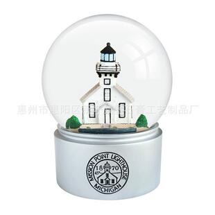 树脂水晶球建筑snowglobe旋转雪花亮片玻璃罩树脂水晶球厂家