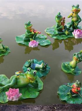 户外花园大水池仿真鸳鸯浮水青蛙天鹅摆件庭院绿头鸭水面动物装饰