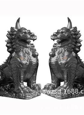 别墅装饰动物雕塑制作庭院大门石雕动物价钱门口石刻动物雕像图