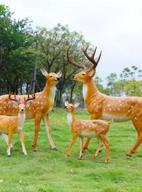 大型户外玻璃钢雕塑仿真梅花鹿摆件园林楼盘小区公园装饰展厅打卡