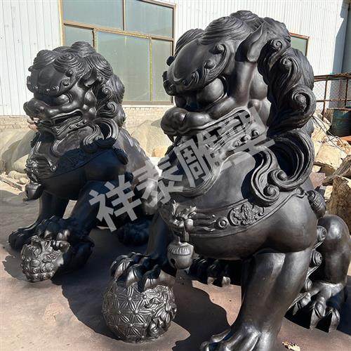 铸铜狮子雕塑门口铜狮子摆件景观园林铜狮厂家制造铸铜汇丰狮