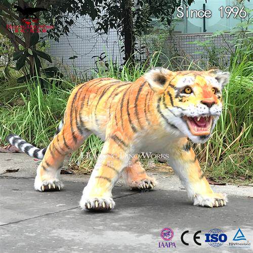 仿真动物老虎阻燃海绵硅胶粘毛静态美陈摆件陈设展览品动物厂家