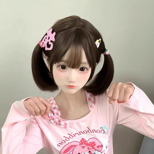 布丁兔假发女34cm短发lolita自然齐刘海全头套jk少萝假发全头套