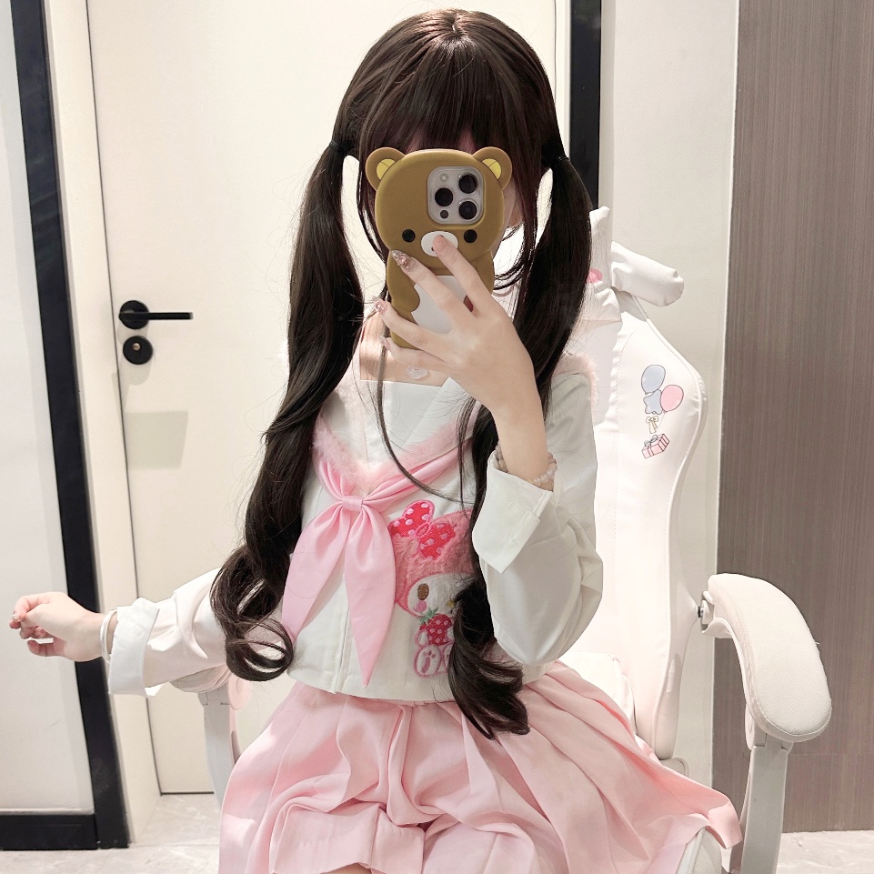 程铭假发女长卷发全头套长款80cm少萝同款Lolita双马尾jk学生甜妹