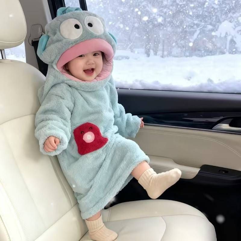 小丑鱼睡衣连体秋冬季珊瑚绒加绒加厚保暖大头卡通睡袍儿童男女童