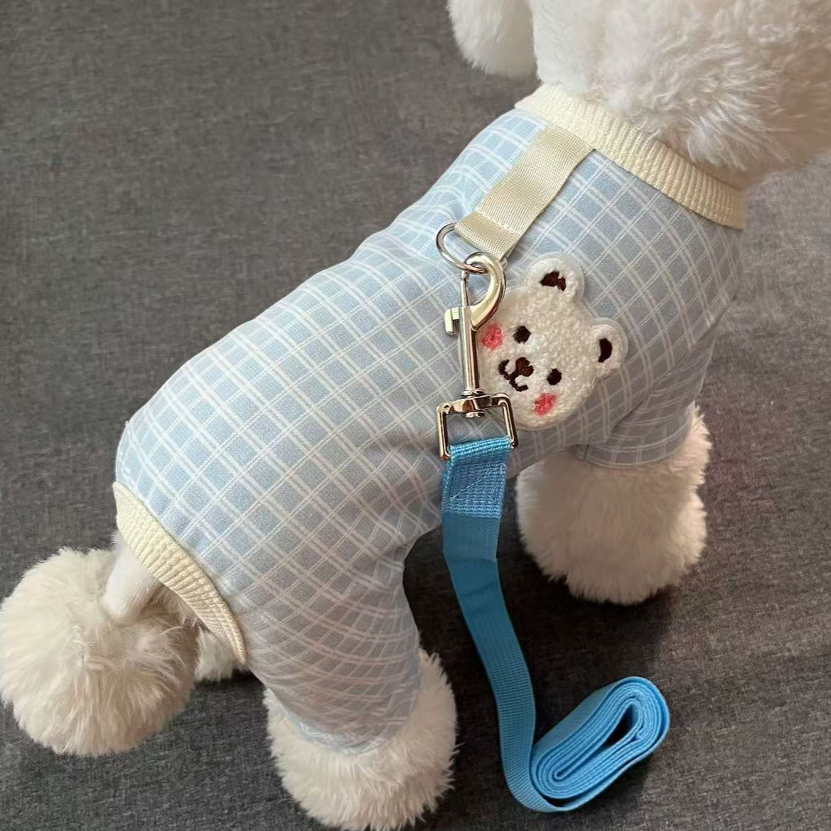 宠物秋冬德绒四脚衣可牵引绳泰迪比熊小型犬狗狗春夏家居睡觉衣服