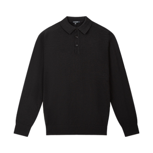 SIMON GHOST 黑色POLO领毛衣男新款纯羊毛保暖咖色可机洗针织衫