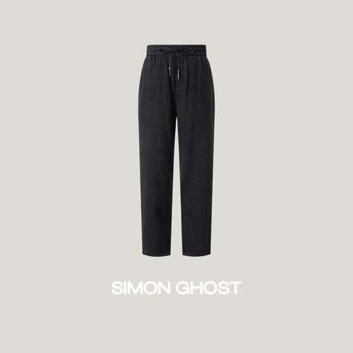 SIMON GHOST男士新款羊毛面料休闲长裤米白色灰色裤子