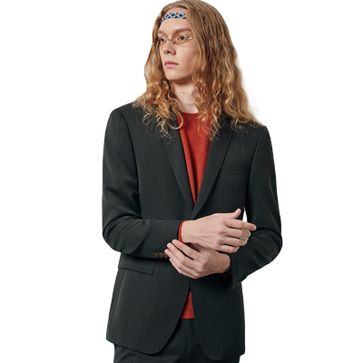 意大利进口羊毛橄榄绿时尚西服