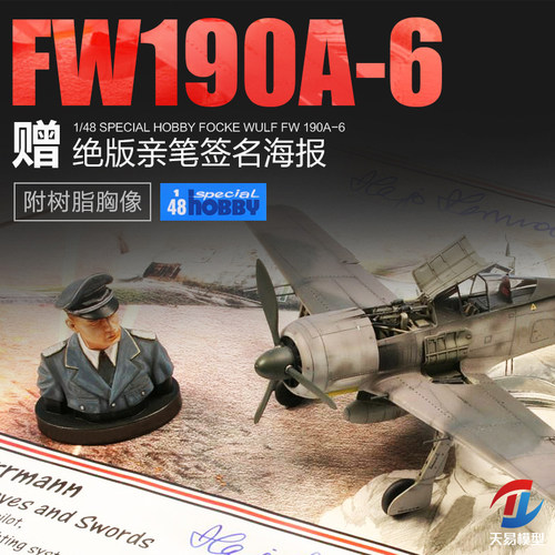 Special Hobby 1/48 FW190A-6 哈乔赫尔曼 RK001 附带树脂半身像