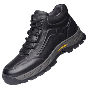 老人头棉鞋男真皮纯羊毛高帮鞋户外休闲羊皮毛一体大棉鞋加厚保暖