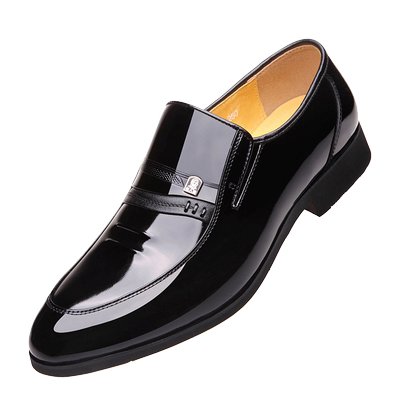 老人头黑色真皮正装皮鞋