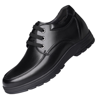 老人头真皮厚底增高皮鞋男