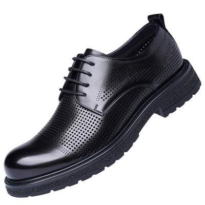 老人头真皮镂空商务皮鞋男