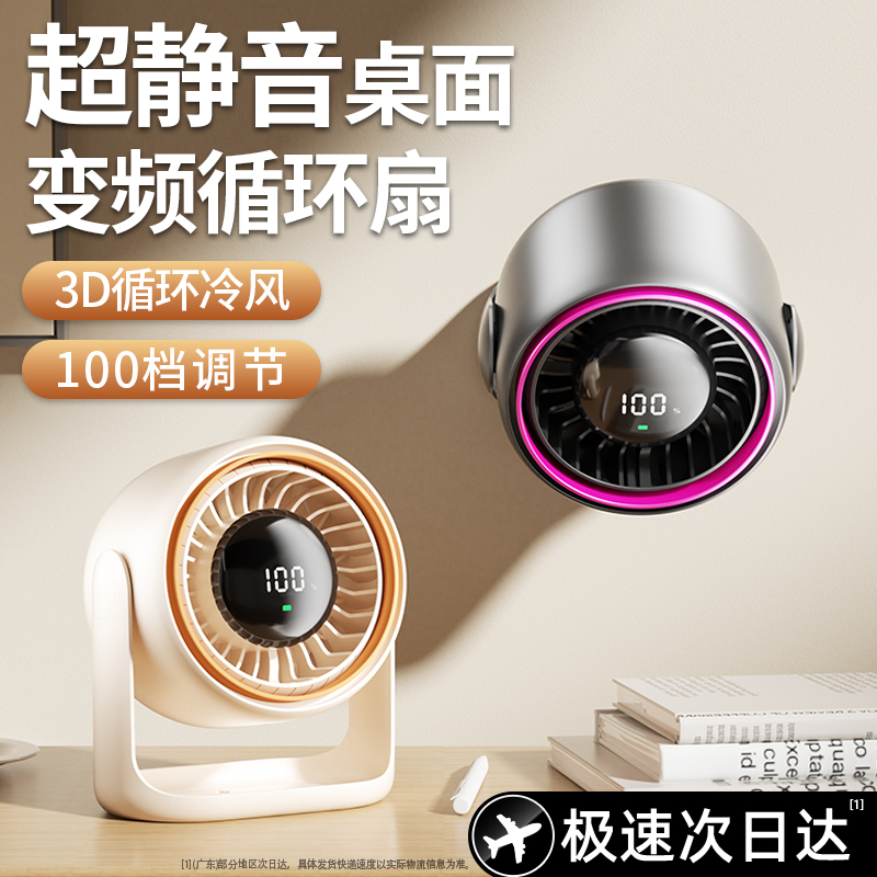 桌面小风扇2025新款循环风扇壁挂两用办公室桌上小型静音厨房宿舍