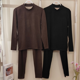 抗菌抗静电秋衣秋裤 香蜜闺秀24405005男士 蚕丝羊毛暖绒半高领套装