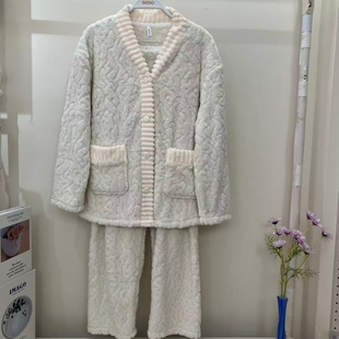 香蜜闺秀25403005女士家居服法兰绒简约长毛绒款 舒适保暖锁温 套装
