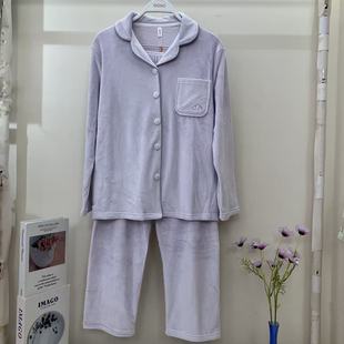 不紧绷温感家居服 抗静电修身 香蜜闺秀25403008女士牛奶绒长袖 长裤