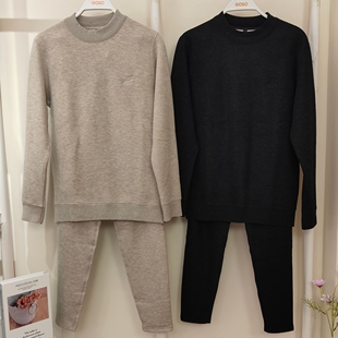 香蜜闺秀24425046圆领针织山羊绒套装 保暖加绒加厚秋衣打底休闲