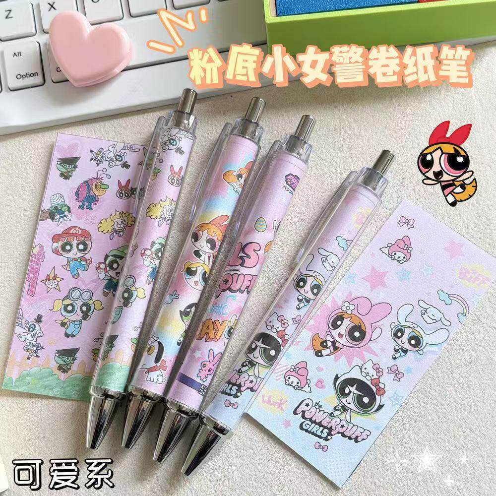 小女警按动葫芦头黑笔顺滑耐用
