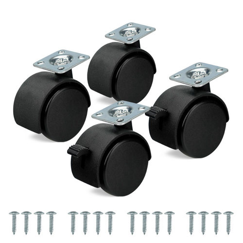 平板脚轮4个装跨境置物架万向轮PP塑料轮玩具车轮子刹车家具脚轮