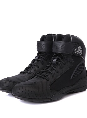 雅酷士/arcx黑色赛车鞋机车靴男女士摩托车中帮骑行透气骑行靴