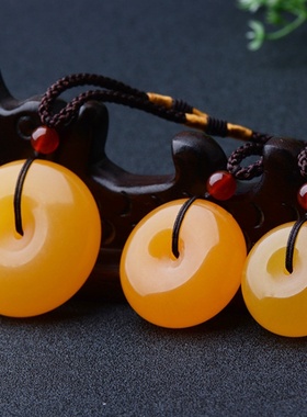 玉石黄龙玉平安扣吊坠男女款橘黄色平安扣吊坠礼品