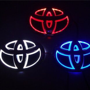 适用于5D丰田车标灯改装发光卡罗拉雷凌凯美瑞汉兰达前后尾标贴