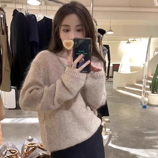 V领100%纯羊毛针织衫 2025年秋冬新款 女宽松百搭纯色毛衣外套上衣