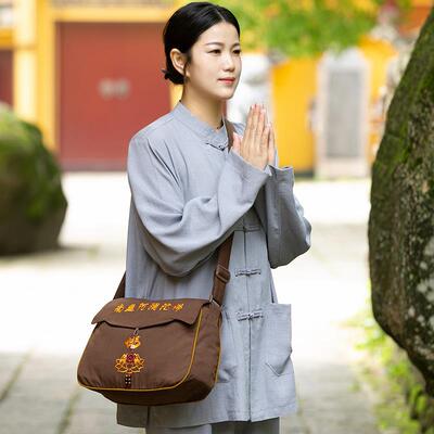 特卖居士帆布包香袋禅修包僧包居士斜挎包拜拜佛包手提袋包海青包