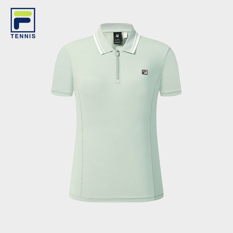 FILA 斐乐女子针织短袖POLO衫2026夏季运动修身上衣A11W623105F - 实物图