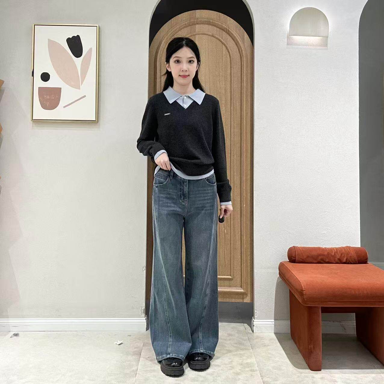 伊芙丽女士宽松休闲牛仔裤1GA150091