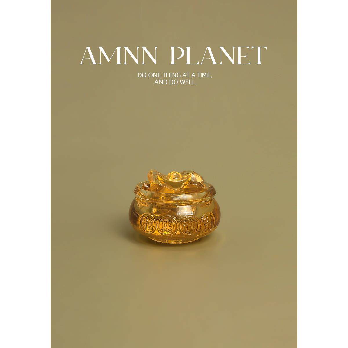 AMNN 黄水晶聚宝盆摆件家具客厅装饰品招财进宝摆设开业乔迁礼品