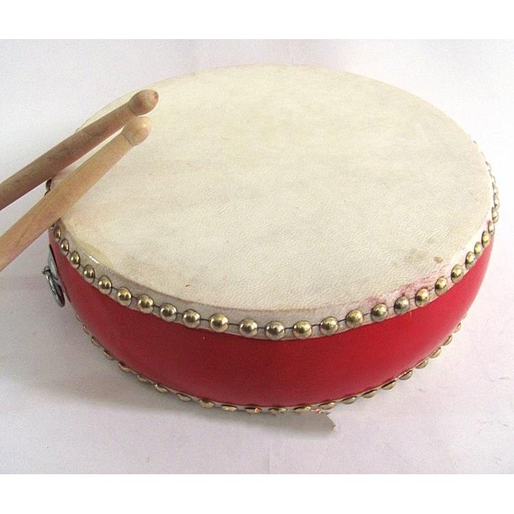 10寸扁鼓33cm 12寸40cm 6寸扁鼓 红鼓 手鼓佛俱法器乐器水牛皮鼓