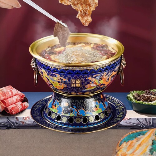 景泰蓝铜火锅纯铜酒精炉家用商用