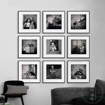 速发薇业安墙白照片街头摄影装饰画简约照片黑挂画工薇风餐厅壁画