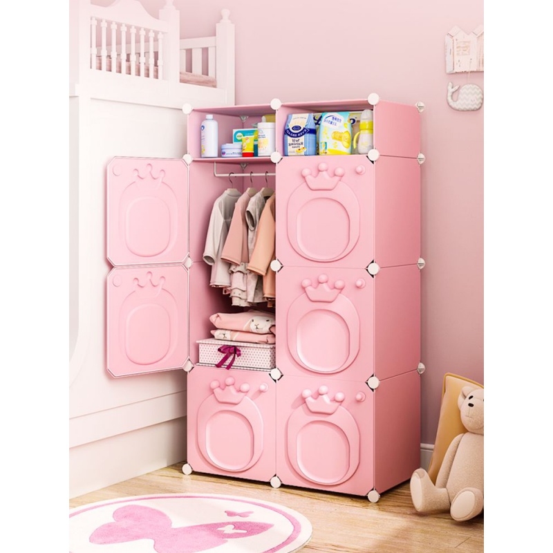 速发儿童衣柜塑料加宝孩易厚宝仿实木推拉门婴儿家用卧室简收纳柜