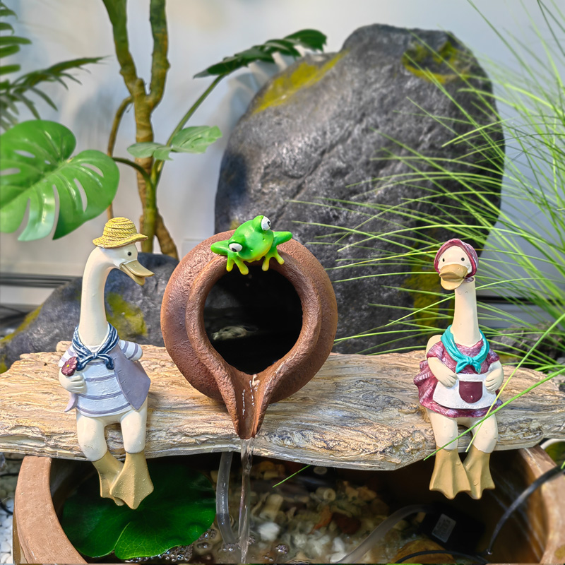 速发户外小花复古树脂陶罐创水摆件古法养鱼鱼缸装饰号园流意过滤