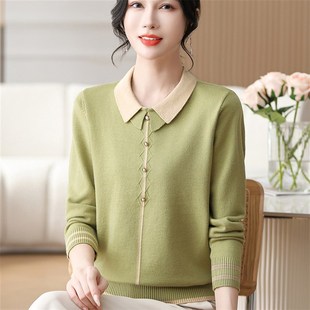 速发中老打装春秋秋针织衫上衣妈妈装衫洋气质毛衣短装年底衫