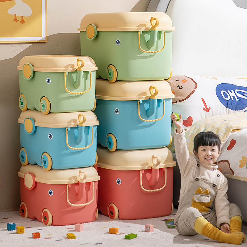 速发儿童玩具收纳物家容整理箱宝宝衣服零食储箱大用量收纳盒