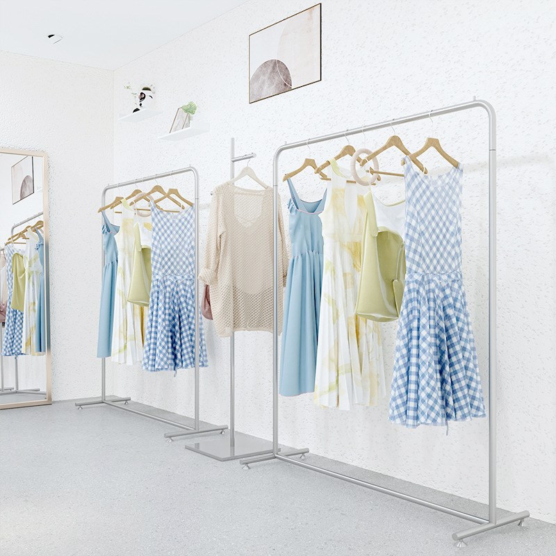 速发服装店展示架地锈钢落不衣架货装侧挂衣架童装衣服架子架店架