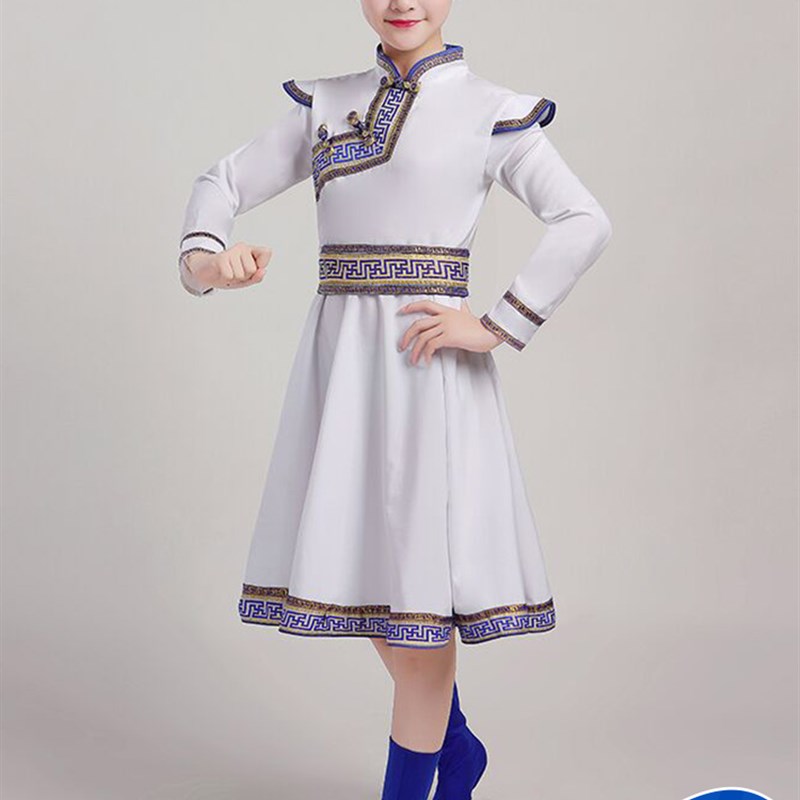 速发儿童幼款演古服族白马舞蹈族蒙出服小学生新儿园民族服装