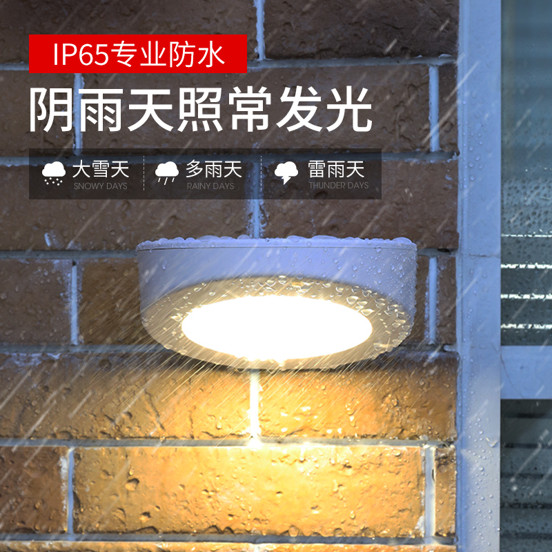 速发太能户外壁灯庭院花园围墙灯别墅大门口人体感应圆形照明外墙