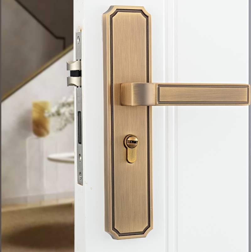 速发新音式室内卧室房间门锁 静中用手仿古实木家用卫生间通把型